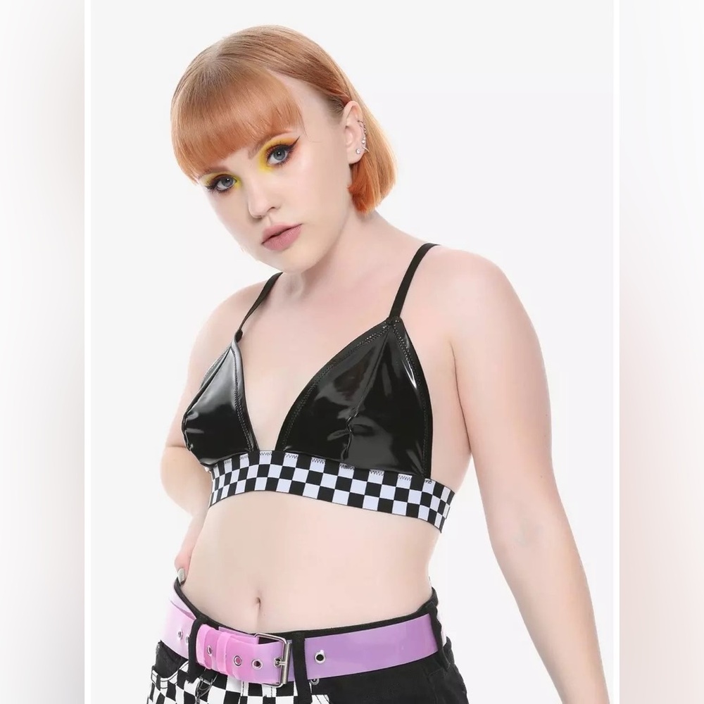 Hot Topic Pleather Checkered Bralette